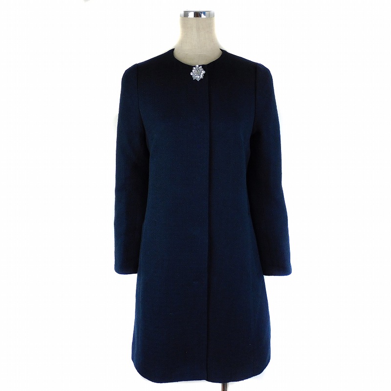 ジャスグリッティー JUSGLITTY ツイードノーカラーコート ロング 長袖  