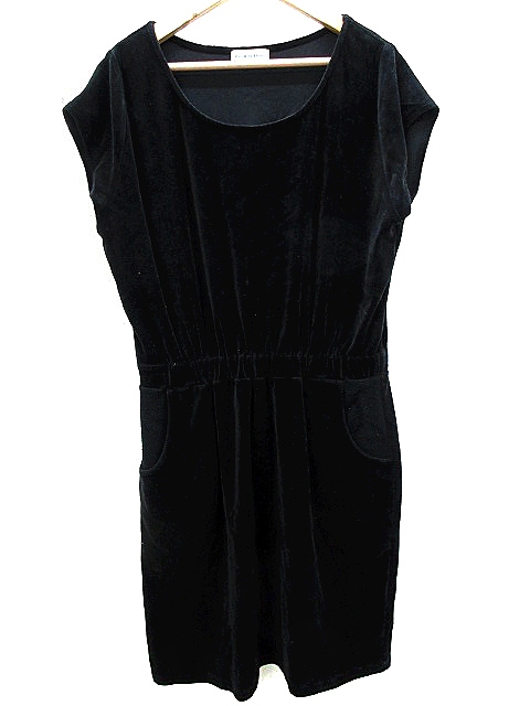 ビュルデサボン Bulle De Savon ワンピース ひざ丈 半袖 ベロア F 黒 ブラック o10 レディース 193 ベクトルパーク