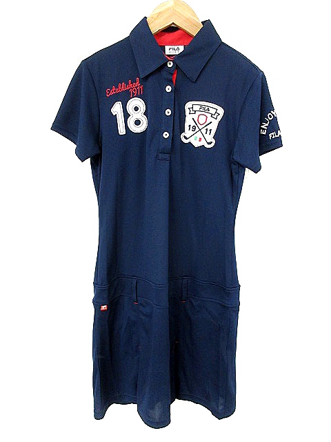 フィラ Fila Golf ワンピース 半袖 ミニ ヘンリーネック M 紺 ネイビー Akk10 レディース 193 ベクトルパーク