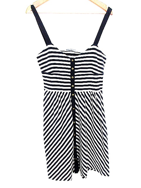 マックス コー Max Co ワンピース ミニ ノースリーブ ボーダー S 紺色 ネイビー o31 レディース 193 ベクトルパーク