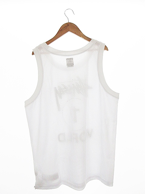 ステューシー STUSSY タンクトップ シースルー プリント M 白 ホワイト 
