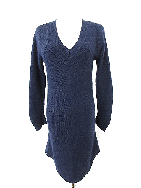 ドロシーズ Drwcys ワンピース ミニ 長袖 ニット リブ Vネック アンゴラ混 1 紺色 ネイビー o16 レディース 193 ベクトルパーク