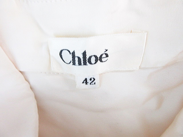 クロエ CHLOE ブラウス シャツ ボウタイ シルク 比翼 長袖 42 オフ 