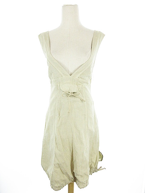 未使用品 マックス コー Max Co ワンピース ジャンパースカート ミニ ノースリーブ 麻混 リネン混 38 ベージュ Akk30 レディース 193 ベクトルパーク