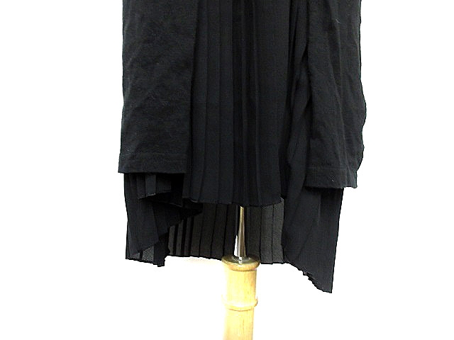 ナルシス Narcissus ワンピース ノースリーブ ひざ丈 レイヤード プリーツ F 黒 ブラック Akk5 レディース 193 ベクトルパーク