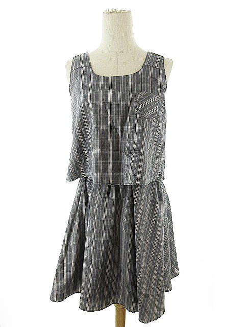 インデックス Index ワンピース ノースリーブ ミニ グレンチェック M グレー Akk9 レディース 193 ベクトルパーク