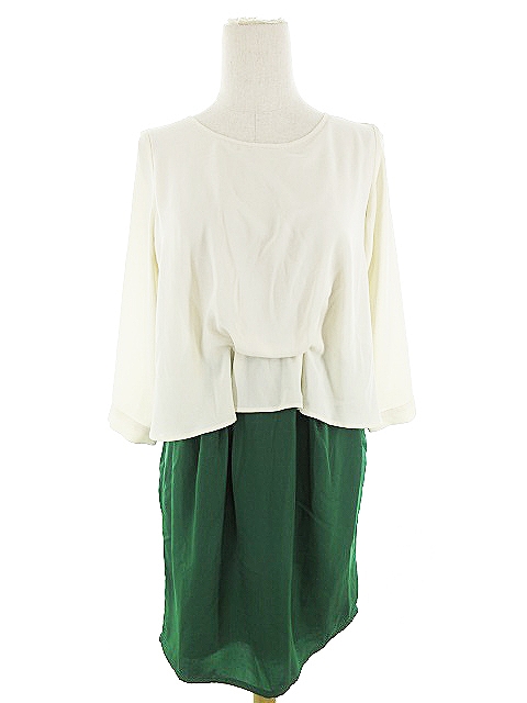 ケイビーエフ Kbf アーバンリサーチ ワンピース ドッキング ひざ丈 七分袖 F 緑 グリーン m26 レディース 193 ベクトルパーク