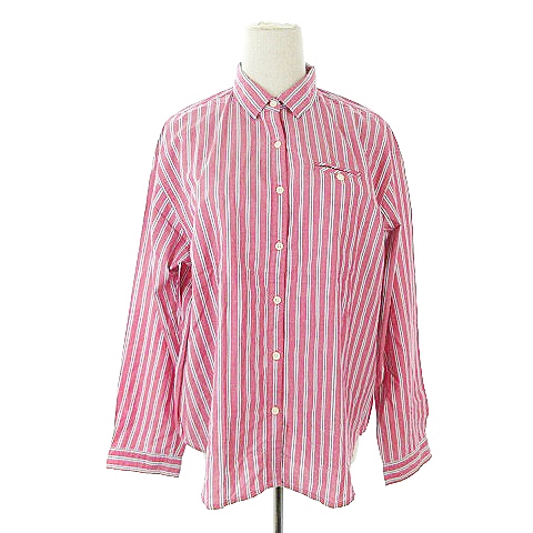 グローバルワーク Global Work シュカ Shuca シャツ 長袖 ストライプ M 赤 レッド m22 レディース 193 ベクトルパーク