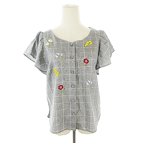 ウィルセレクション Willselection シャツ ブラウス 半袖 フリル 刺繍 チェック 千鳥格子 M 黒 ブラック m19 レディース 193 ベクトルパーク ウィルセレクション Willselection シャツ ブラウス 半袖 フリル 刺繍 チェック 千鳥格子 M 黒 ブラック m19 レディース 193 ベクトルパーク