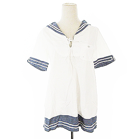 チャオパニック Ciaopanic ワンピース チュニック 五分袖 セーラー ライン F 白 ホワイト m41 レディース 193 ベクトルパーク