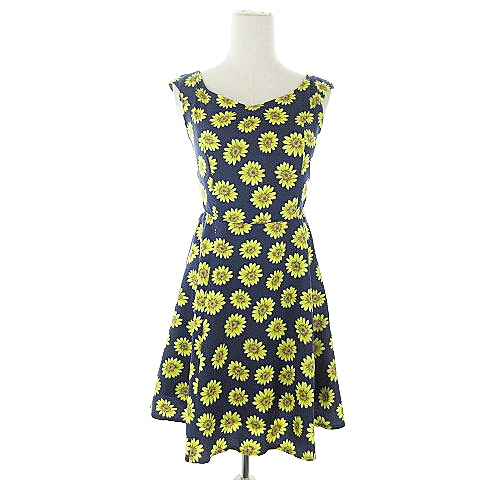 ジルバイジルスチュアート Jill By Jillstuart ワンピース ミニ ノースリーブ 花柄 レースアップ S 紺 ネイビー m15 レディース 193 ベクトルパーク