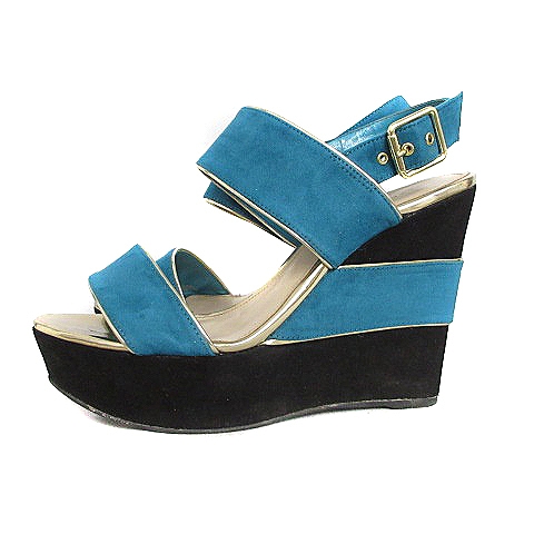 チャールズ キース Charles Keith サンダル 厚底 ハイヒール ウェッジソール フェイクスエード ベルト 37 緑 グリーン m5 レディース 193 ベクトルパーク