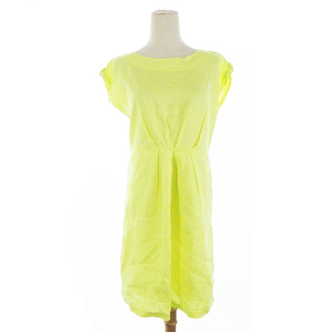 ユナイテッドアローズ A Day In The Life United Arrows ワンピース ひざ丈 フレンチスリーブ 麻 リネン 黄色 イエロー m36 レディース 193 ベクトルパーク