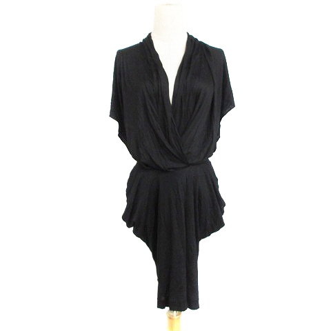 ラ トータリテ La Totalite ワンピース ひざ丈 カシュクール 半袖 黒 ブラック m41 レディース 193 ベクトルパーク