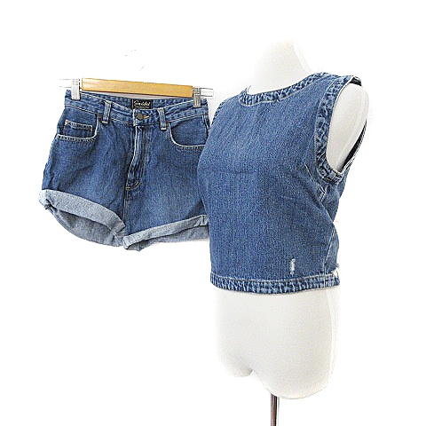 スナイデル Snidel セットアップ 上下 デニム ブラウス ノースリーブ パンツ ショート ダメージ加工 0 紺 ネイビー m16 レディース 193 ベクトルパーク スナイデル Snidel セットアップ 上下 デニム ブラウス ノースリーブ パンツ ショート ダメージ加工 0 紺 ネイビー m16 レディース 193 ベクトルパーク