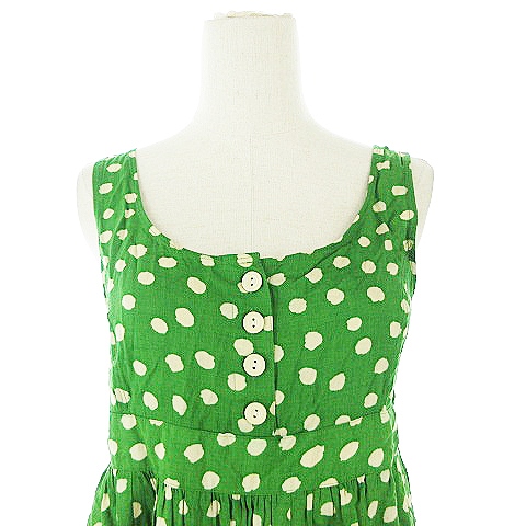 ワンアフター アナザー ナイスクラップ One After Another Nice Claup ワンピース ギャザー ミニ ノースリーブ ドット ヘンリーネック 緑 グリーン m21 レディース 193 ベクトルパーク