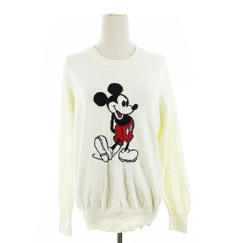 グローバルワーク Global Work ニット セーター 長袖 クルーネック ミッキーマウス L オフホワイト m10 レディース 193 ベクトルパーク