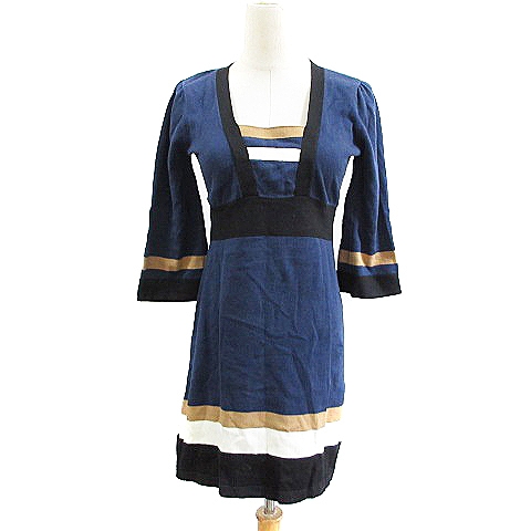 バナーバレット Banner Barrett ワンピース ミニ ニット 七分袖 ボーダー 38 紺 ネイビー m30 レディース 193 ベクトルパーク