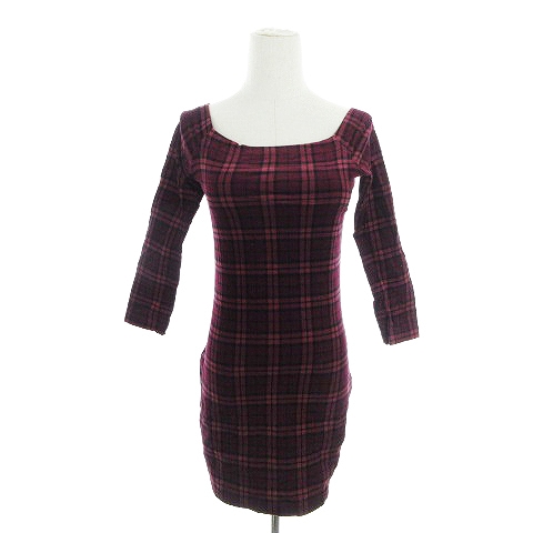 スナイデル Snidel ワンピース チュニック タイト 長袖 チェック 0 赤 レッド m16 レディース 193 ベクトルパーク