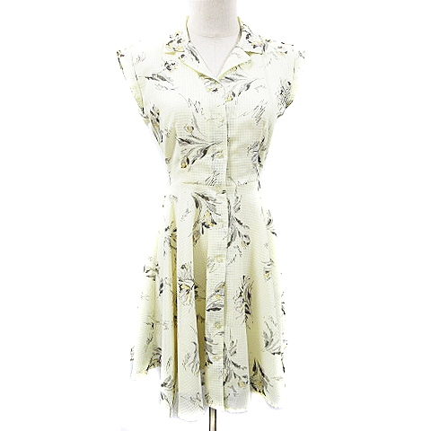 ノエラ Noela ワンピース シャツ フレア ミニ フレンチスリーブ 花柄 チェック オープンカラー 黄色 イエロー m9 レディース 193 ベクトルパーク