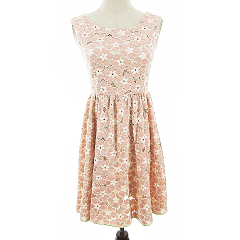 エフデ Ef De ワンピース ギャザー ミニ ノースリーブ 花柄 7 ピンク m9 レディース 193 ベクトルパーク