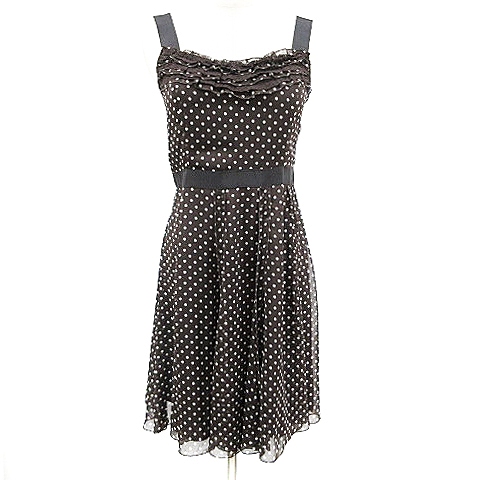 アプワイザーリッシェ Apuweiser Riche ワンピース フレア ミニ ノースリーブ ドット レース フリル 2 茶色 ブラウン m19 レディース 193 ベクトルパーク