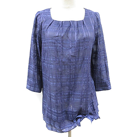 ソニア ソニアリキエル Sonia Sonia Rykiel ワンピース チュニック 長袖 チェック スクエアネック タック ティアード 38 紺 ネイビー m23 レディース 193 ベクトルパーク