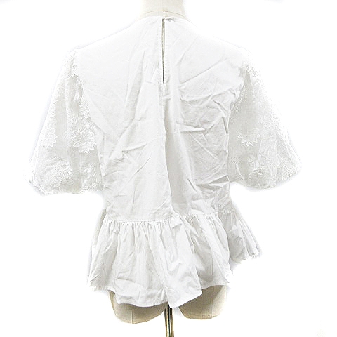 ザラ Zara ブラウス ペプラム 五分袖 レース 花柄 切替 M 白 ホワイト m19 レディース 193 ベクトルパーク