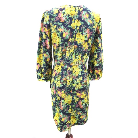 インデックス Index ワンピース ミニ 長袖 花柄 M 紺 ネイビー m18 レディース 193 ベクトルパーク