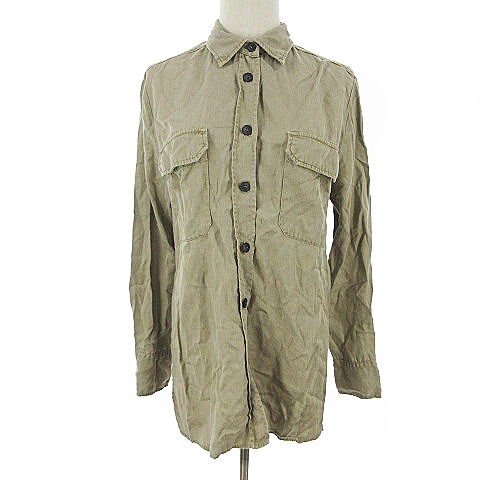 ザラ Zara ワンピース チュニック シャツ 長袖 スリット Xs 茶 ブラウン Akk11 レディース 193 ベクトルパーク