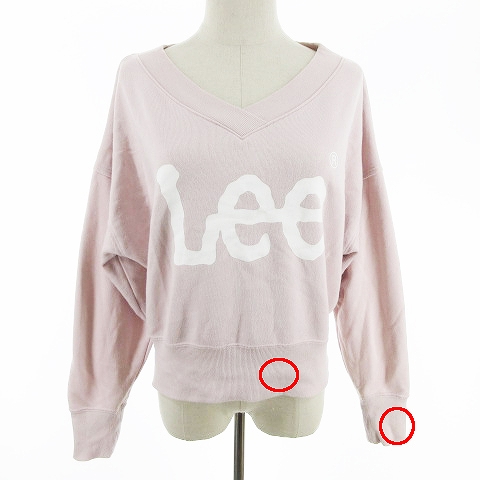 リー Lee トレーナー スウェット 長袖 プリント 裏生地 Vネック M ピンク m22 レディース 193 ベクトルパーク