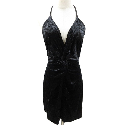 ザラ Zara ワンピース ホルターネック ミニ ベロア Xs 黒 ブラック m33 レディース 193 ベクトルパーク