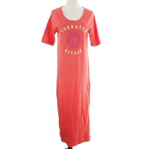 アダムエロペ Adam Et Rope Authentic Clothes ワンピース カットソー マキシ ロング 半袖 プリント 38 ピンク m18 レディース 193 ベクトルパーク