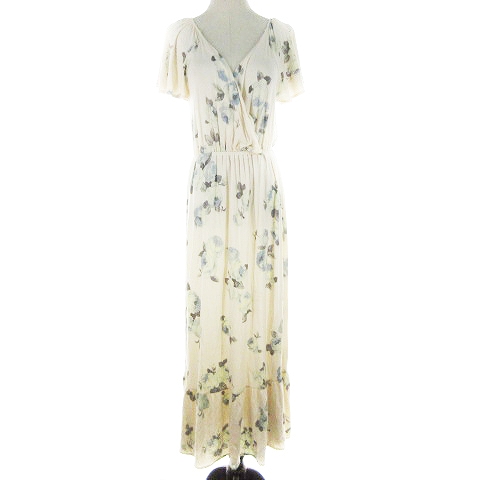 ジェラートピケ Gelato Pique ワンピース ギャザー ルームウェア マキシ ロング 半袖 花柄 カシュクール 1 ベージュ m9 レディース 193 ベクトルパーク