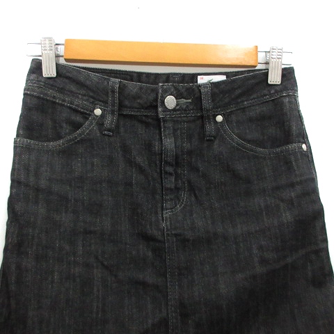 ラコステ LACOSTE デニムスカート ジーンズ 台形 ミニ 刺繍 ロゴ 38 黒