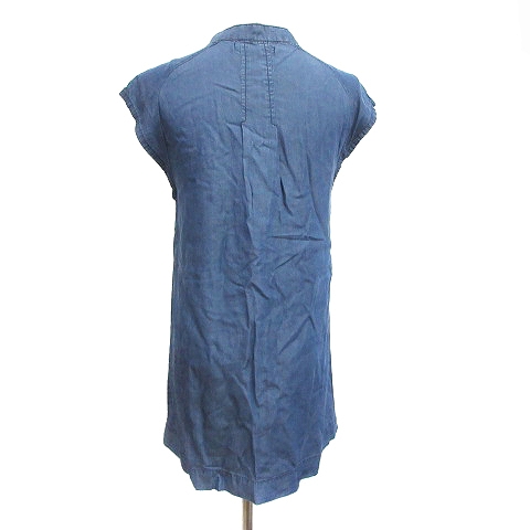 ローズバッド Rose Bud ワンピース チュニック フレンチスリーブ スリットネック ハーフボタン F 青 ブルー m11 レディース 193 ベクトルパーク