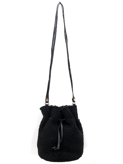 未使用品 ナノユニバース Nano Universe バッグ ショルダー 巾着 ボア 黒 ブラック Yk レディース 195 ベクトルパーク