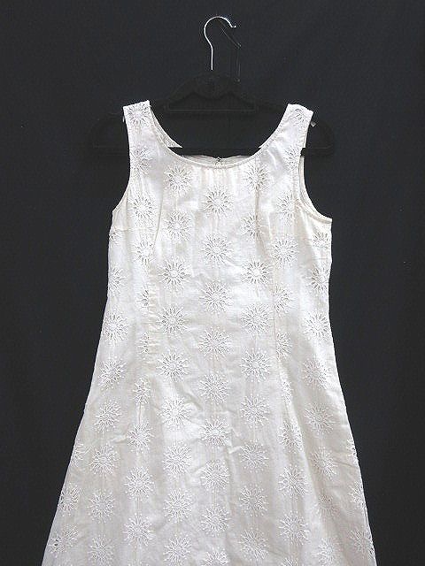 タバサ Tabasa ワンピース Aライン ロング ノースリーブ 刺繍 34 白 ホワイト Ct レディース 195 ベクトルパーク