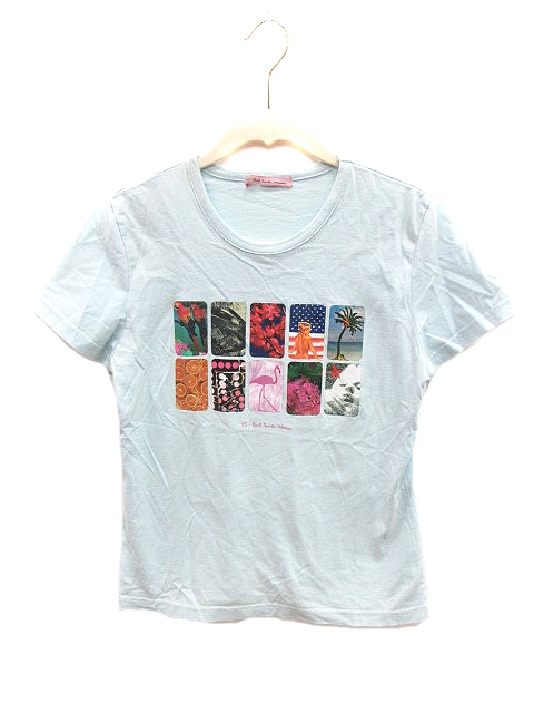 ポールスミスウィメン Paul Smith Women カットソー Tシャツ クルーネック 半袖 プリント M 青 ブルー Ct レディース 195 ベクトルパーク