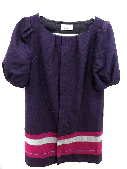 ルビーリベット Rubyrivet ワンピース タイト ひざ丈 五分袖 Uネック ウール 38 紫 パープル Yi レディース 195 ベクトルパーク