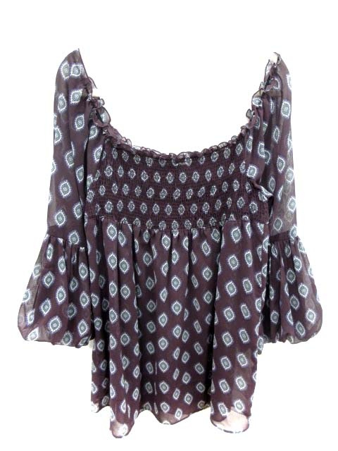 ザラ ベーシック Zara Basic ワンピース チュニック 長袖 ベルスリーブ オフショルダー シフォン 総柄 M 紫 パープル Yi レディース 195 ベクトルパーク