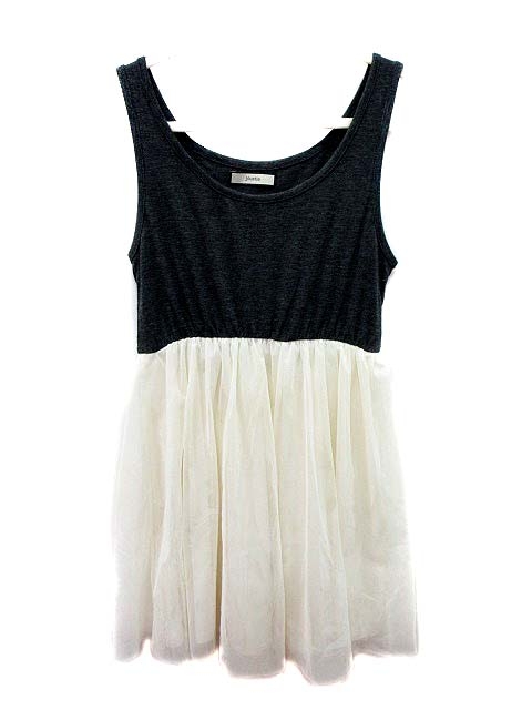 ジュエティ Jouetie ワンピース フレア ミニ チュール 切替 ノースリーブ M グレー 白 ホワイト Yk レディース 195 ベクトルパーク