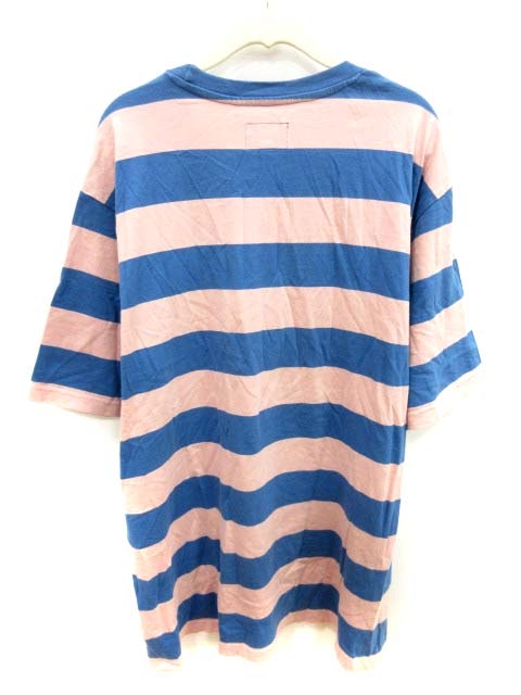ステューシー Stussy Tシャツ カットソー 半袖 Uネック ボーダー Xl 青 ブルー ピンク Yi メンズ 195 ベクトルパーク