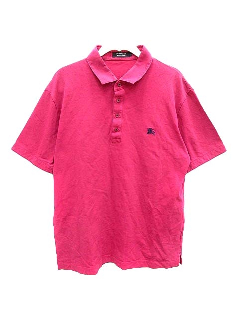 バーバリーブラックレーベル BURBERRY BLACK LABEL ポロシャツ 鹿の子 半袖 4 ピンク /YK メンズ