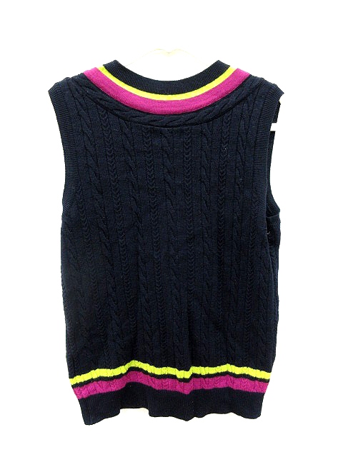 パーリーゲイツ PEARLY GATES ベスト ニット Vネック ケーブル 1 紺