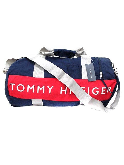 未使用品 トミーヒルフィガー Tommy Hilfiger バッグ ボストン ハンド ショルダー 2way キャンバス 紺 ネイビー 赤 レッド Yk メンズ 195 ベクトルパーク