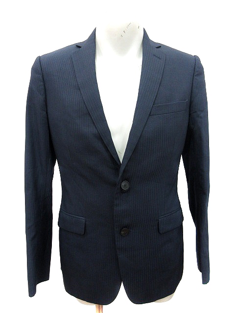 カルバンクライン Calvin Klein スーツ ジャケット テーラード シャドーストライプ ウール 絹混 シルク混 34 紺 ネイビー St メンズ 195 ベクトルパーク
