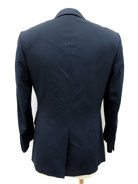 カルバンクライン Calvin Klein スーツ ジャケット テーラード シャドーストライプ ウール 絹混 シルク混 34 紺 ネイビー St メンズ 195 ベクトルパーク