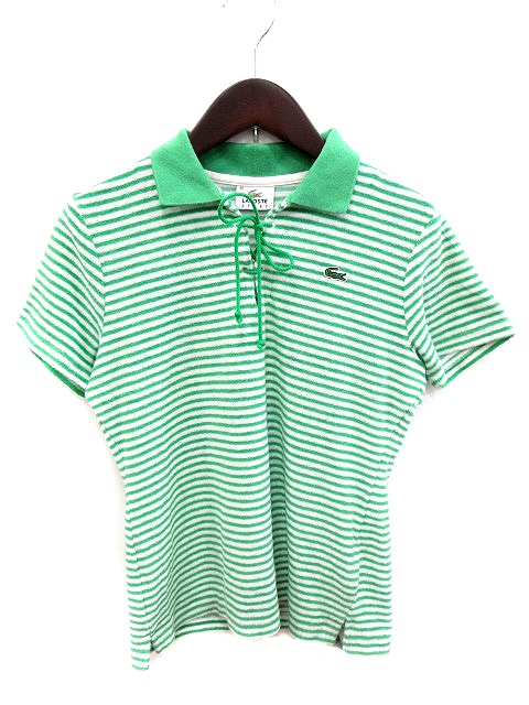 ラコステ Lacoste ポロシャツ レースアップ パイル地 ボーダー 半袖 40 緑 グリーン 白 ホワイト Au レディース 195 ベクトルパーク ラコステ Lacoste ポロシャツ レースアップ パイル地 ボーダー 半袖 40 緑 グリーン 白 ホワイト Au レディース 195 ベクトルパーク