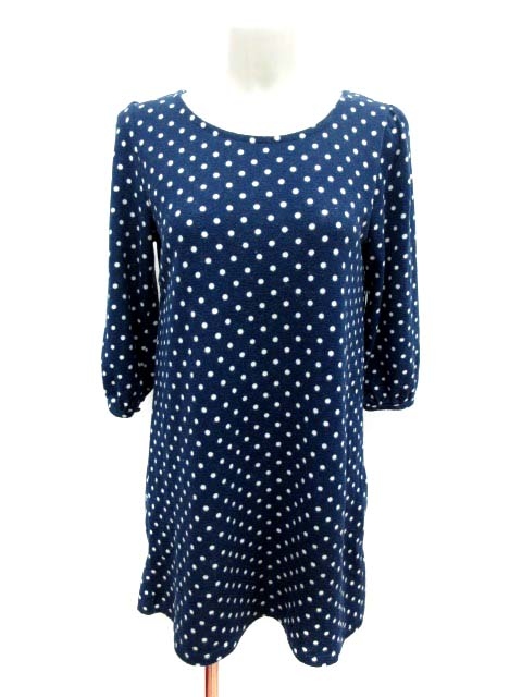 ダブルクローゼット W Closet ワンピース ミニ 七分袖 ドット 青 ブルー Yi レディース 195 ベクトルパーク